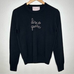 NWT Lingua Franca Classic Crewneck 100% cashmere Disco Queen black extra small